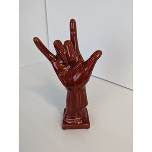 Red Ceramic ASL Sign Language Love Hand Statue Figure